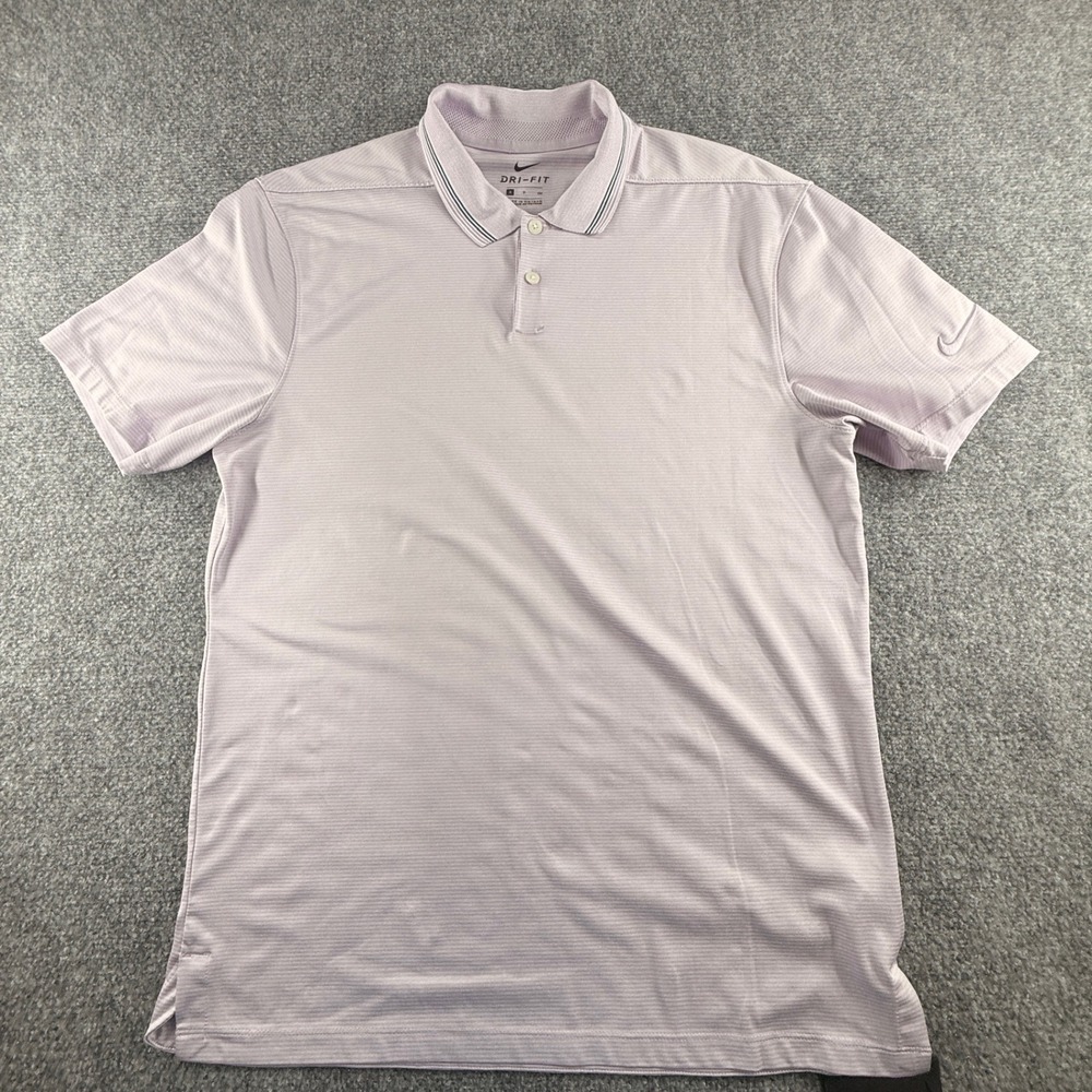 Nike Dri-FIT Mens Lavender Micro Stripe Golf Polo Shirt Small Purple Short Slee